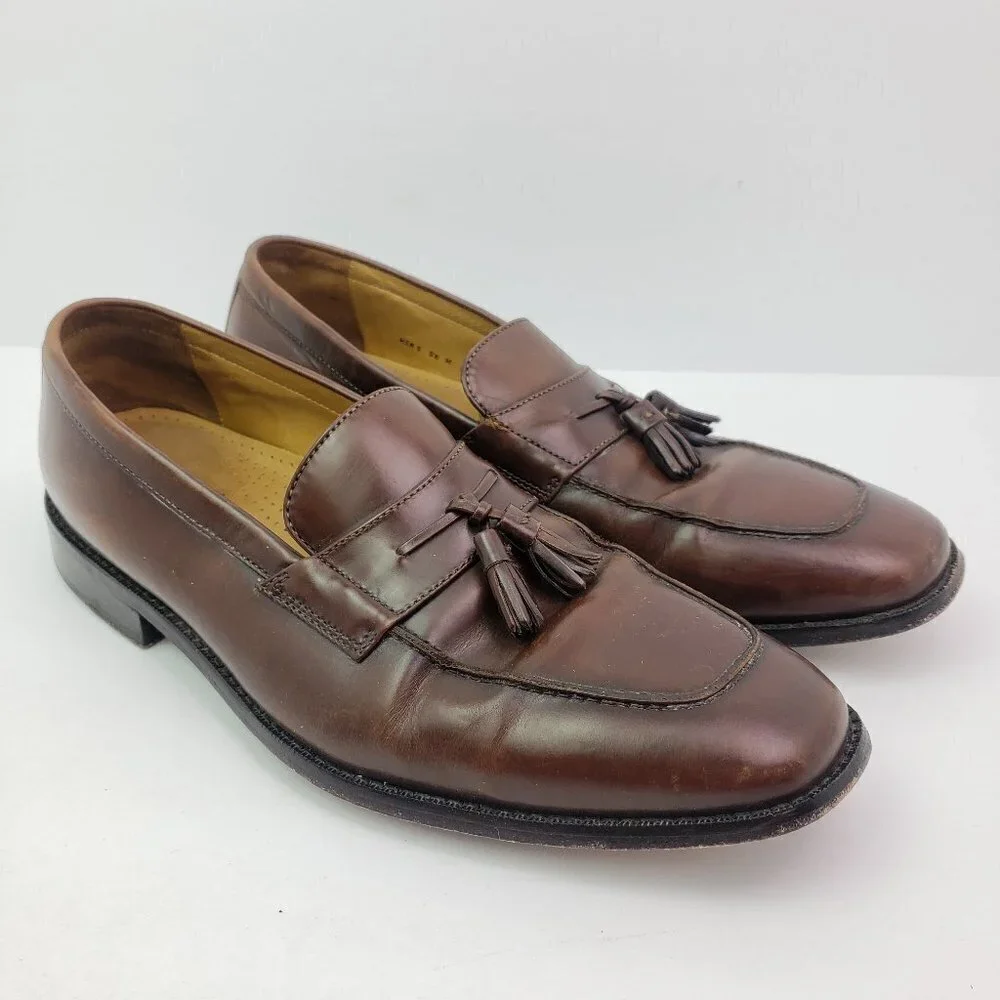 Cole Haan Mens Size 9.5 Brown NikeAir Tassel Slip On Formal Dress Loafer Shoes